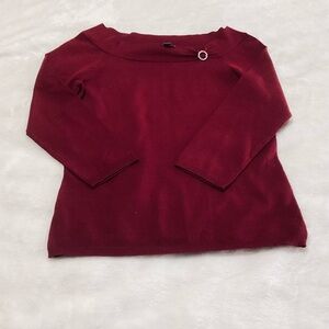 Ann Taylor Silk Blend Sweater Size XS Burgundy Red Rhinestone Brooch Holiday